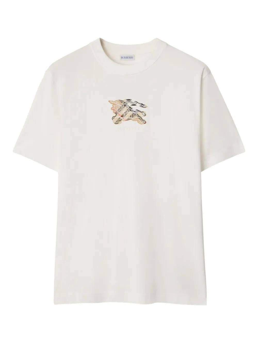 BURBERRY Cotton T-Shirt with EKD Check Design for Men