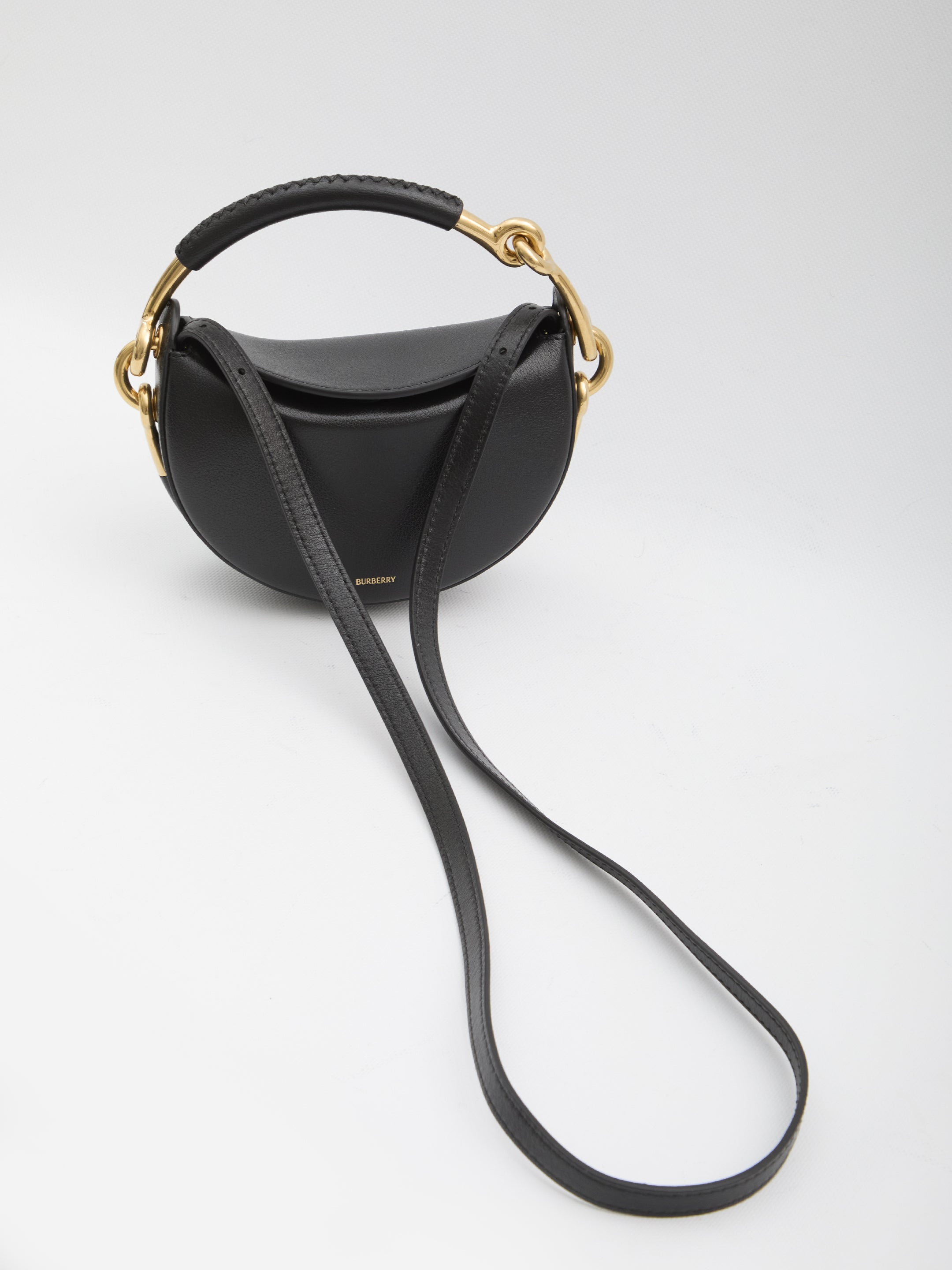 BURBERRY Mini Hammered Buffalo Leather Crescent Handbag