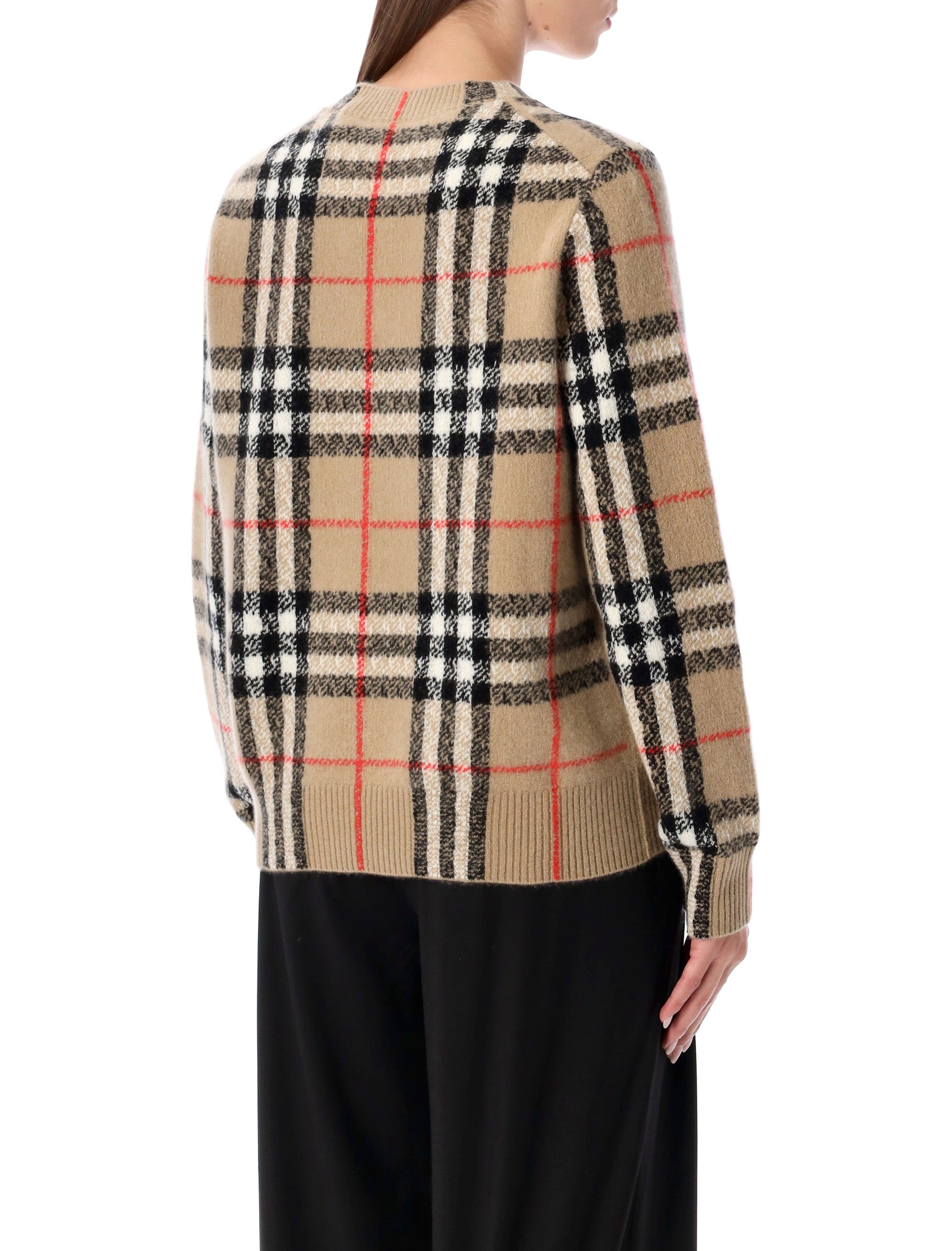 BURBERRY Women’s Check Wool-Cashmere Sweater - Size L