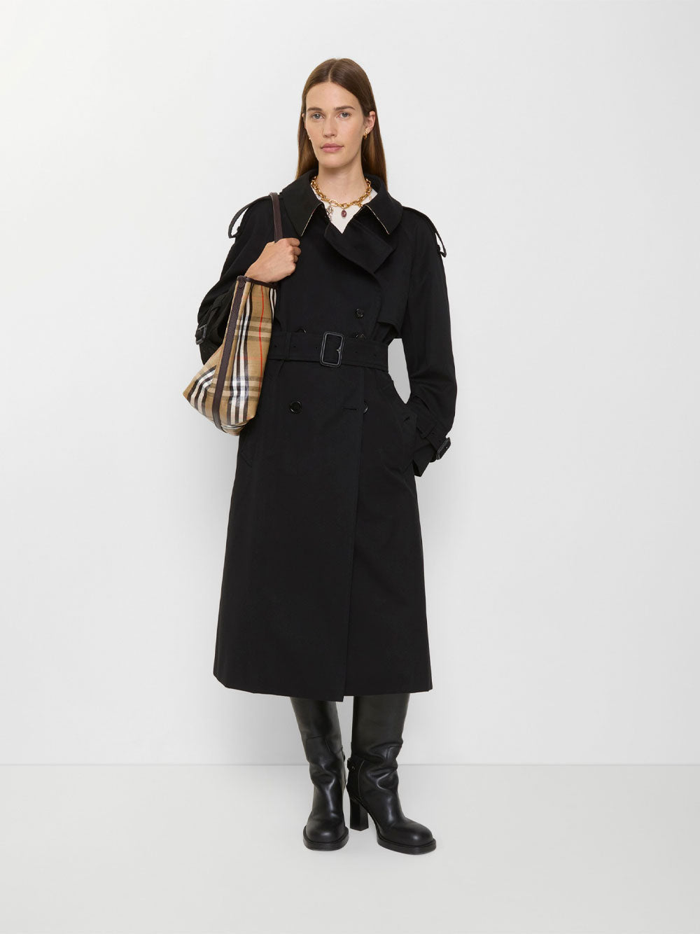 BURBERRY Long Gabardine Fitzrovia Trench Jacket for Women