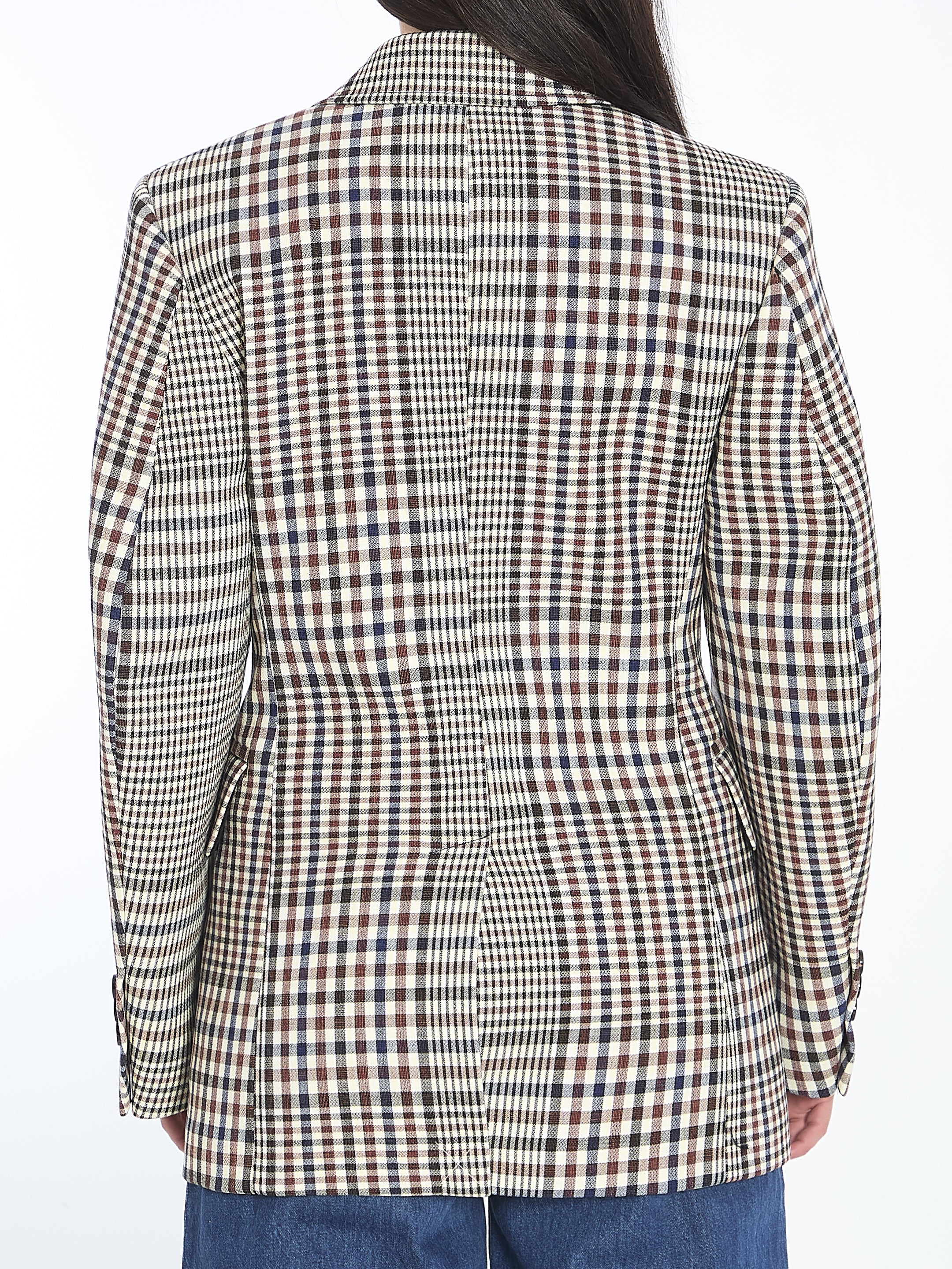 BOTTEGA VENETA Double-Breasted Check Blazer - Oversized Fit