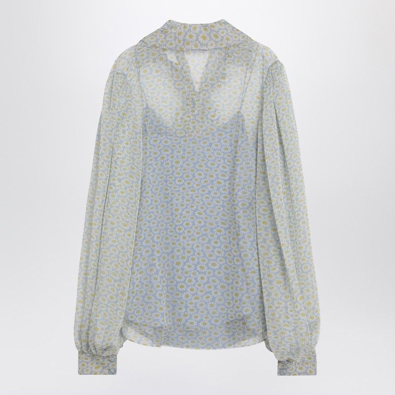 GUCCI Floral Print Chiffon Silk Shirt