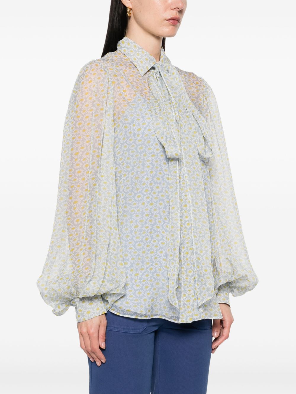 GUCCI Chiffon Silk Shirt with Pussy-Bow and Removable Lining