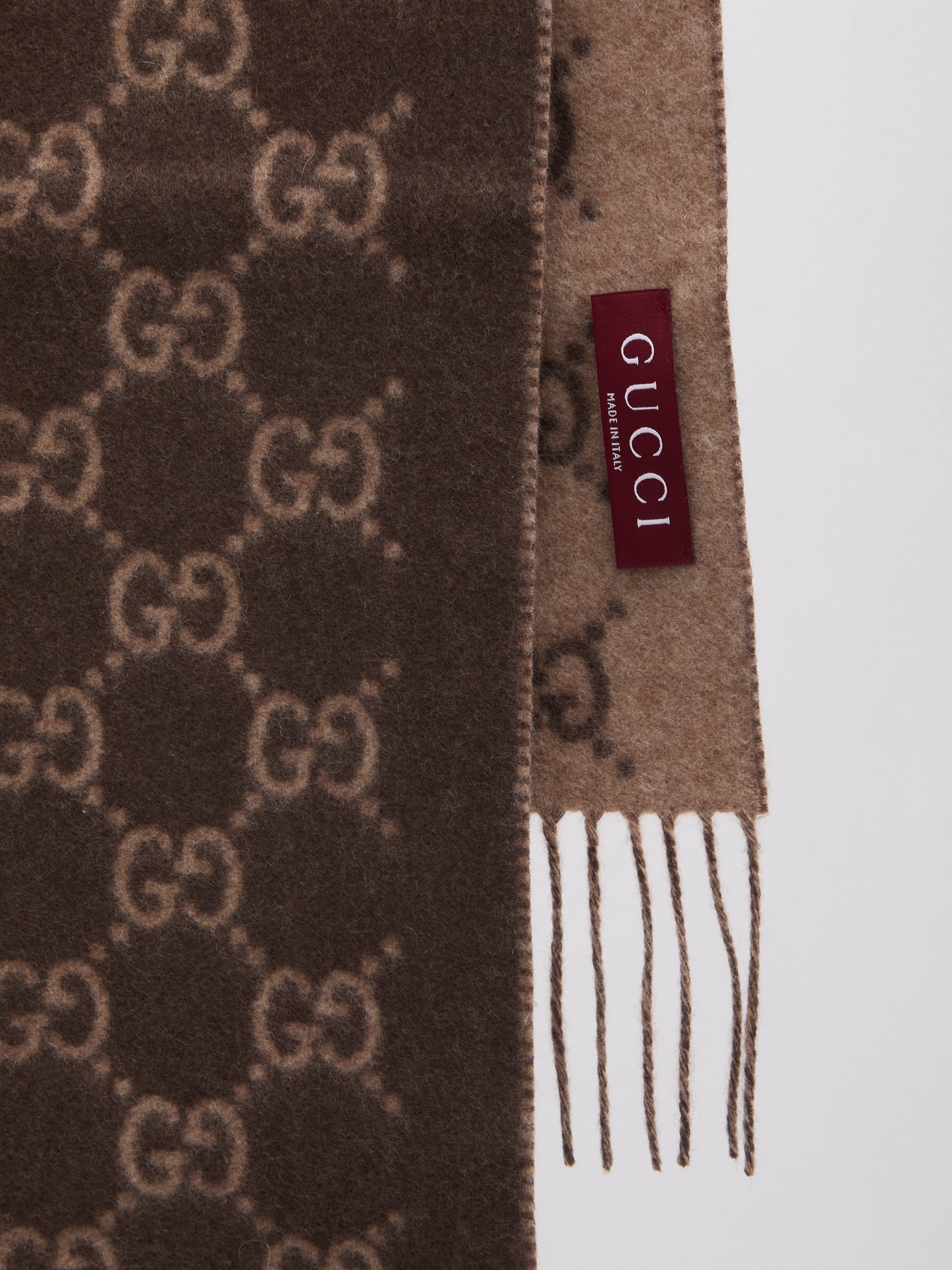 GUCCI Cashmere Scarf with Fringes - 190 cm x 45 cm