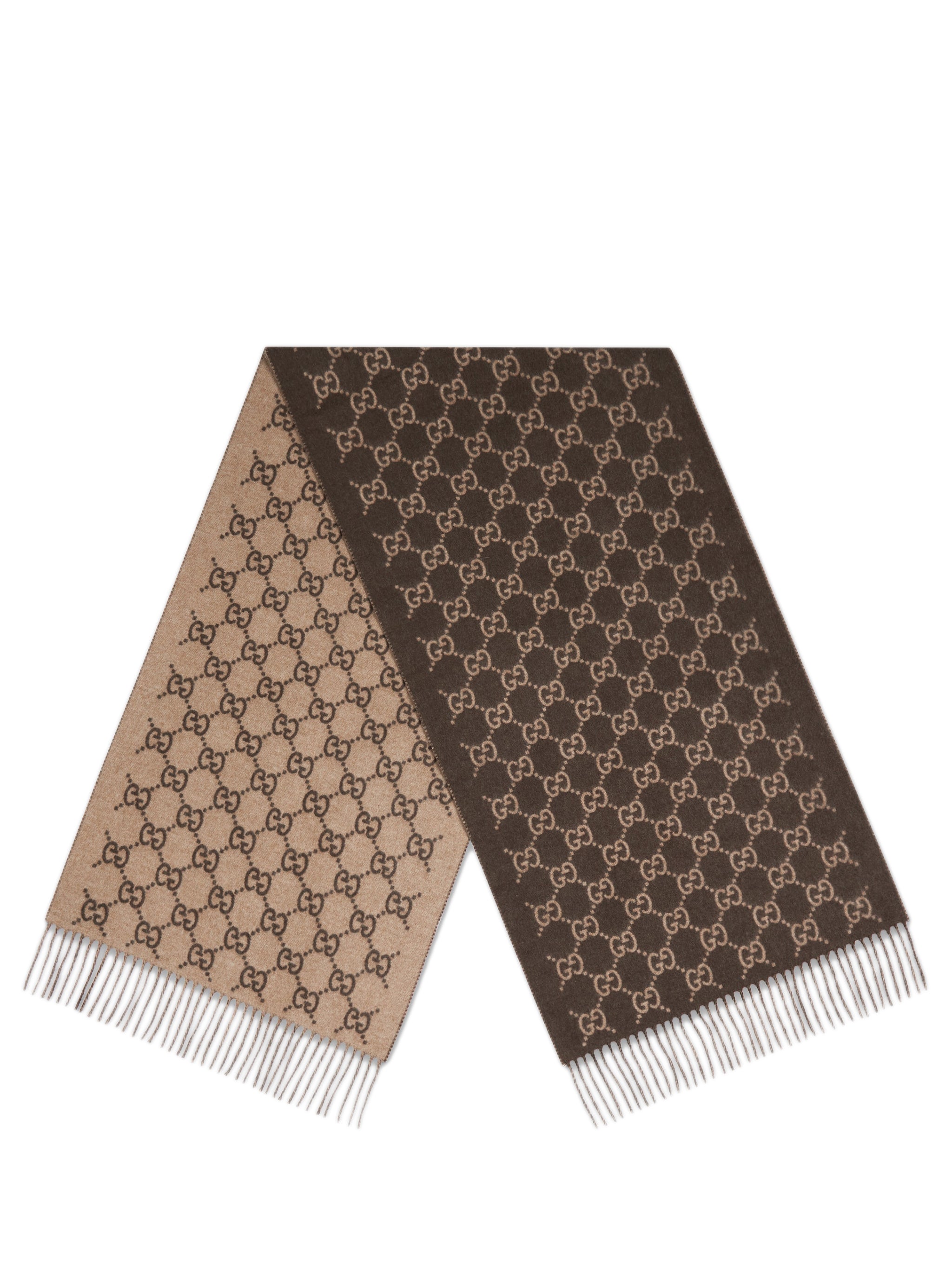 GUCCI Cashmere Scarf with Fringes - 190 cm x 45 cm