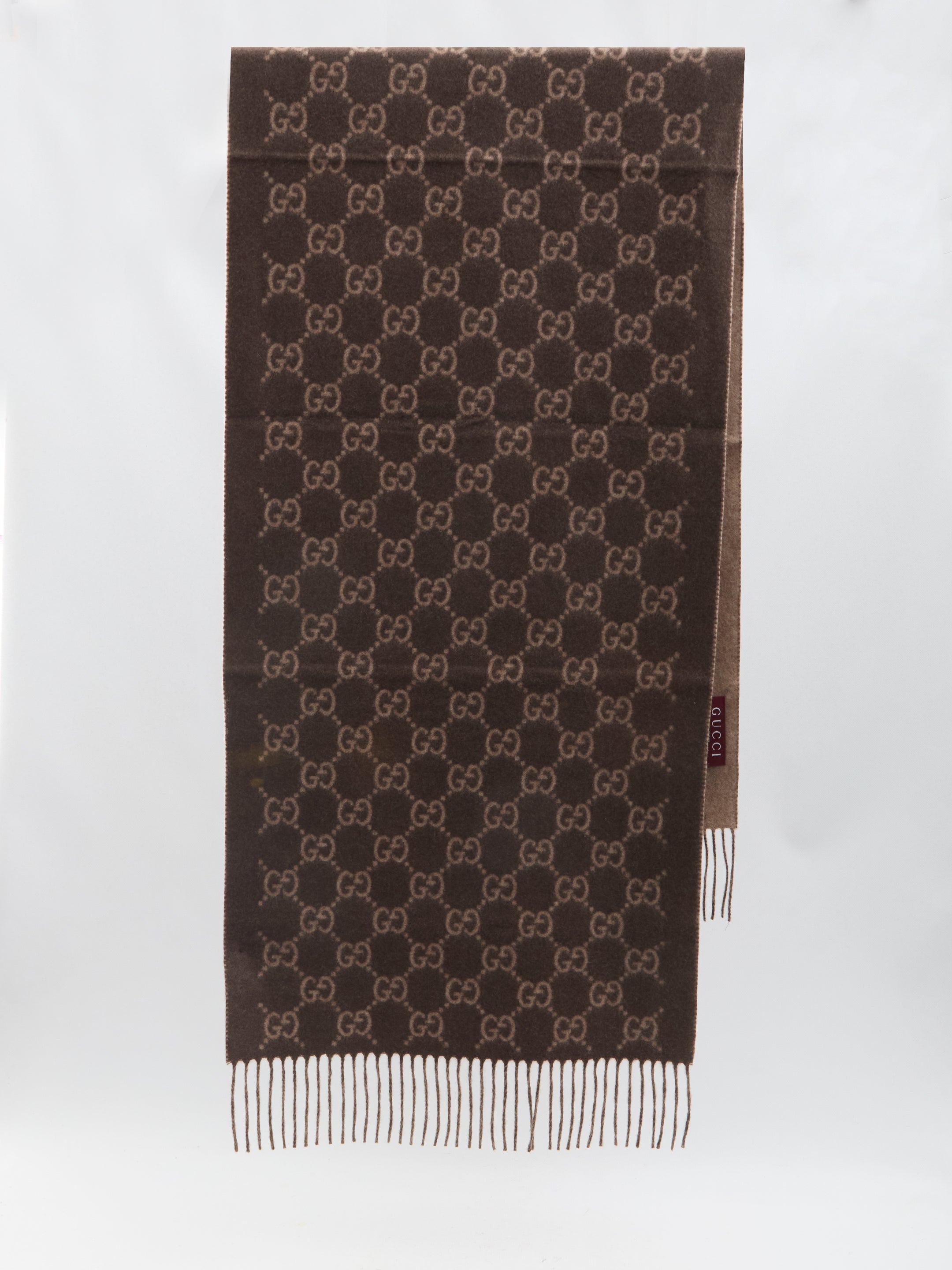 GUCCI Cashmere Scarf with Fringes - 190 cm x 45 cm