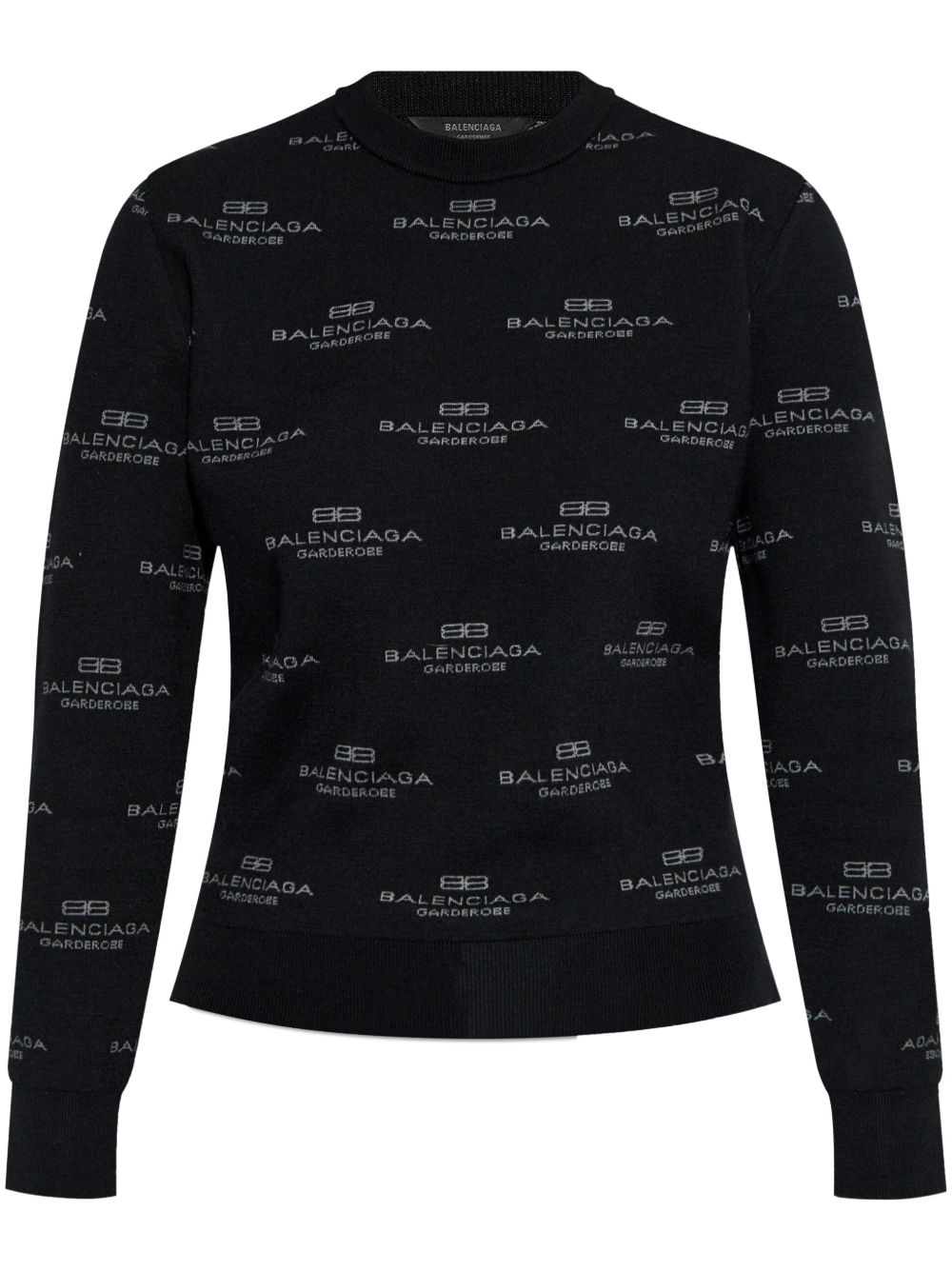BALENCIAGA All Over Logo Pattern Sweater - Women’s Long Sleeve Crew Neck