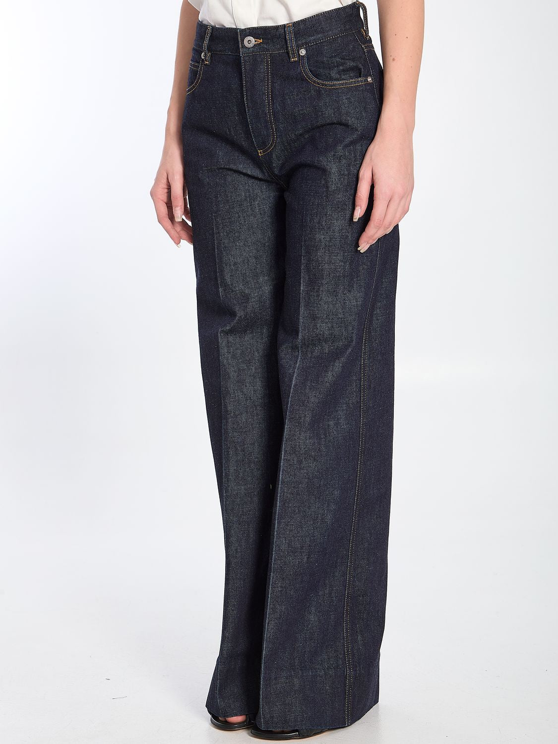 BOTTEGA VENETA Mid-Rise Palazzo Wide Leg Jeans