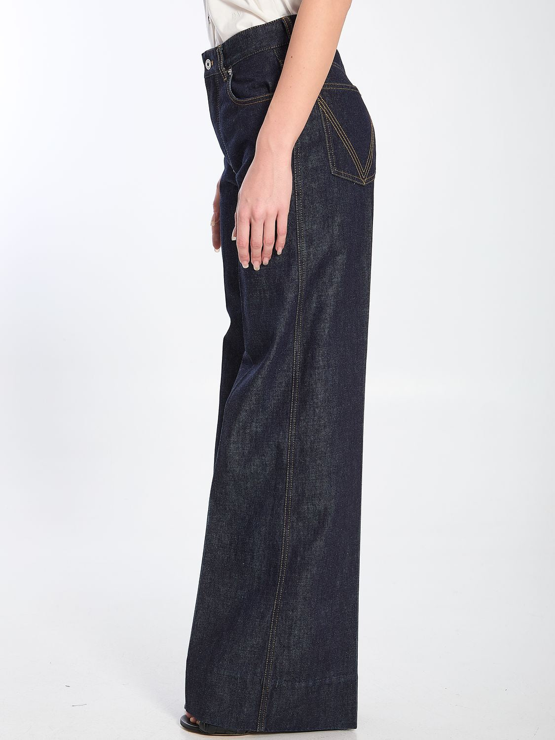 BOTTEGA VENETA Mid-Rise Palazzo Wide Leg Jeans