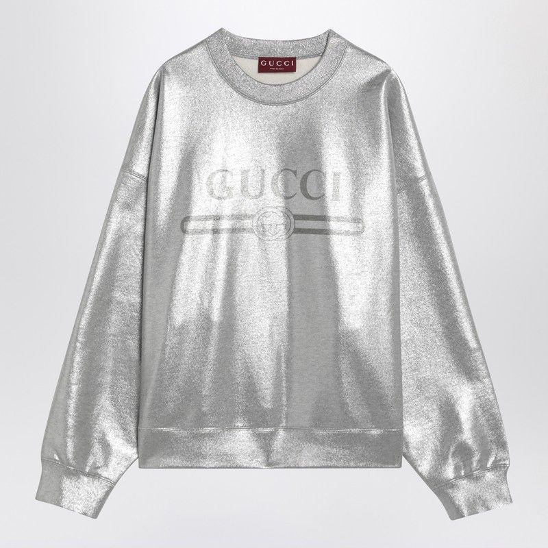 GUCCI Laminated Cotton Sweatshirt with Logo for Women - SS25
