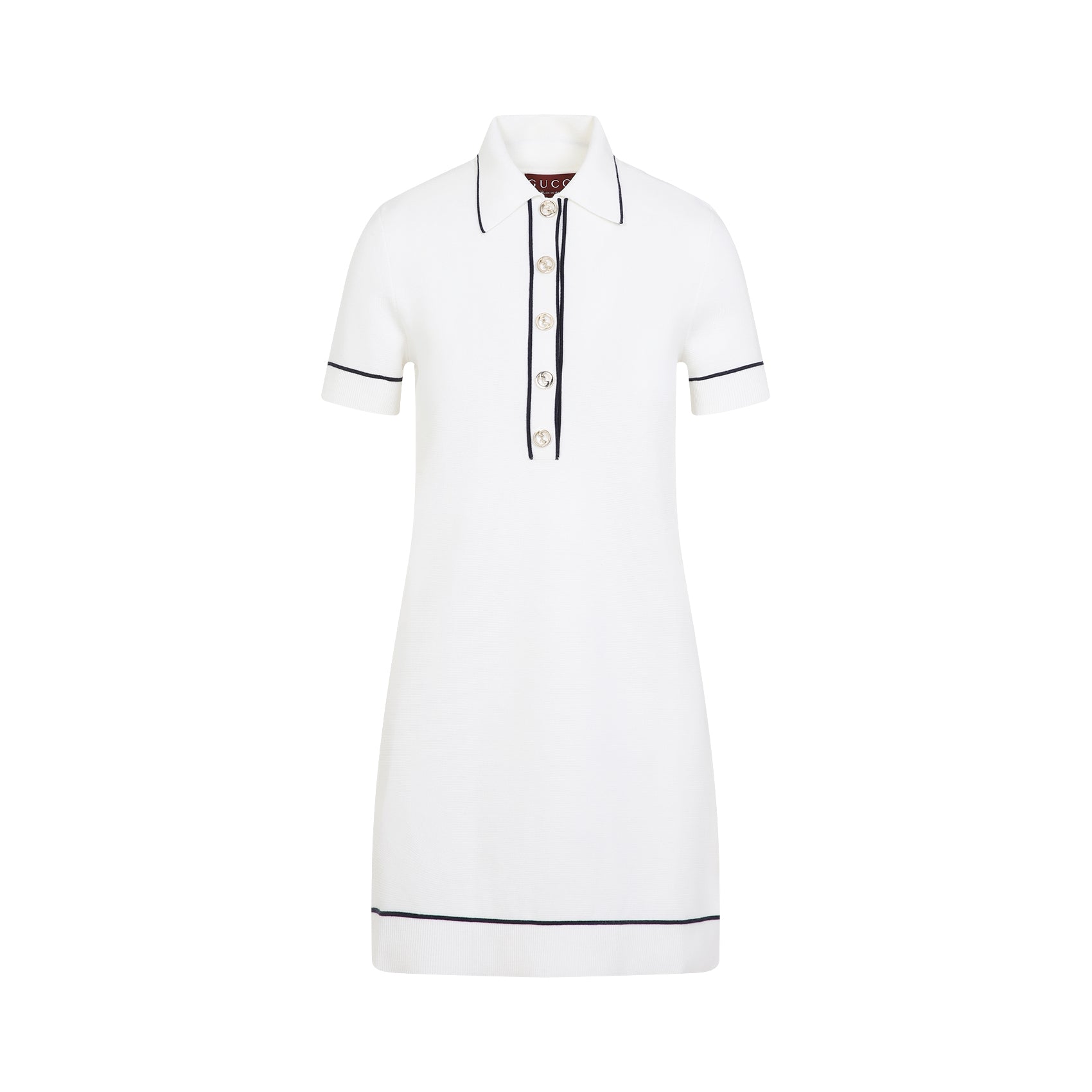 GUCCI Wool Polo Dress with Dark Blue Trim