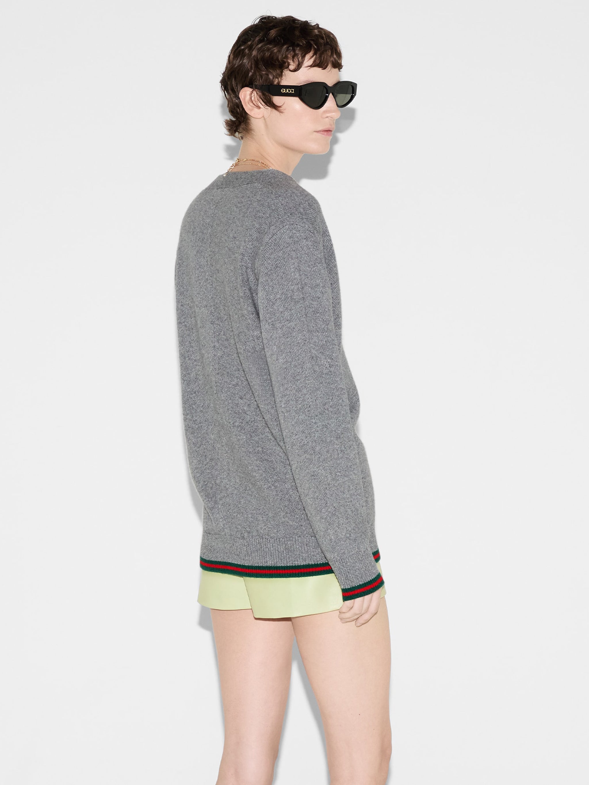 GUCCI Women's V-Neck Cardigan with Web - XS