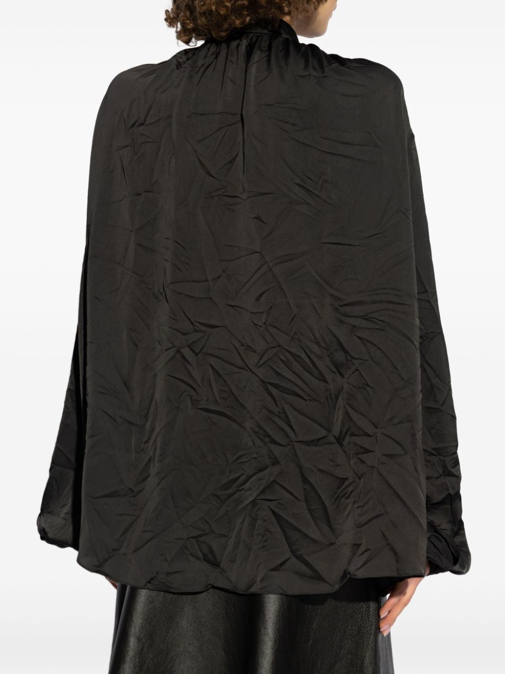 BALENCIAGA Satin Blouse with Bow and Cut-Out Details