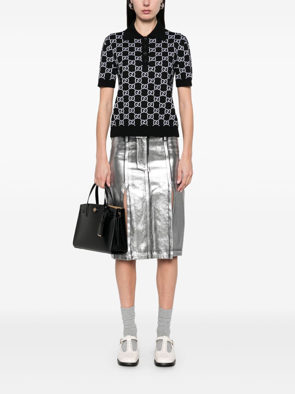 GUCCI Wool Polo Shirt with Button Closure for Women