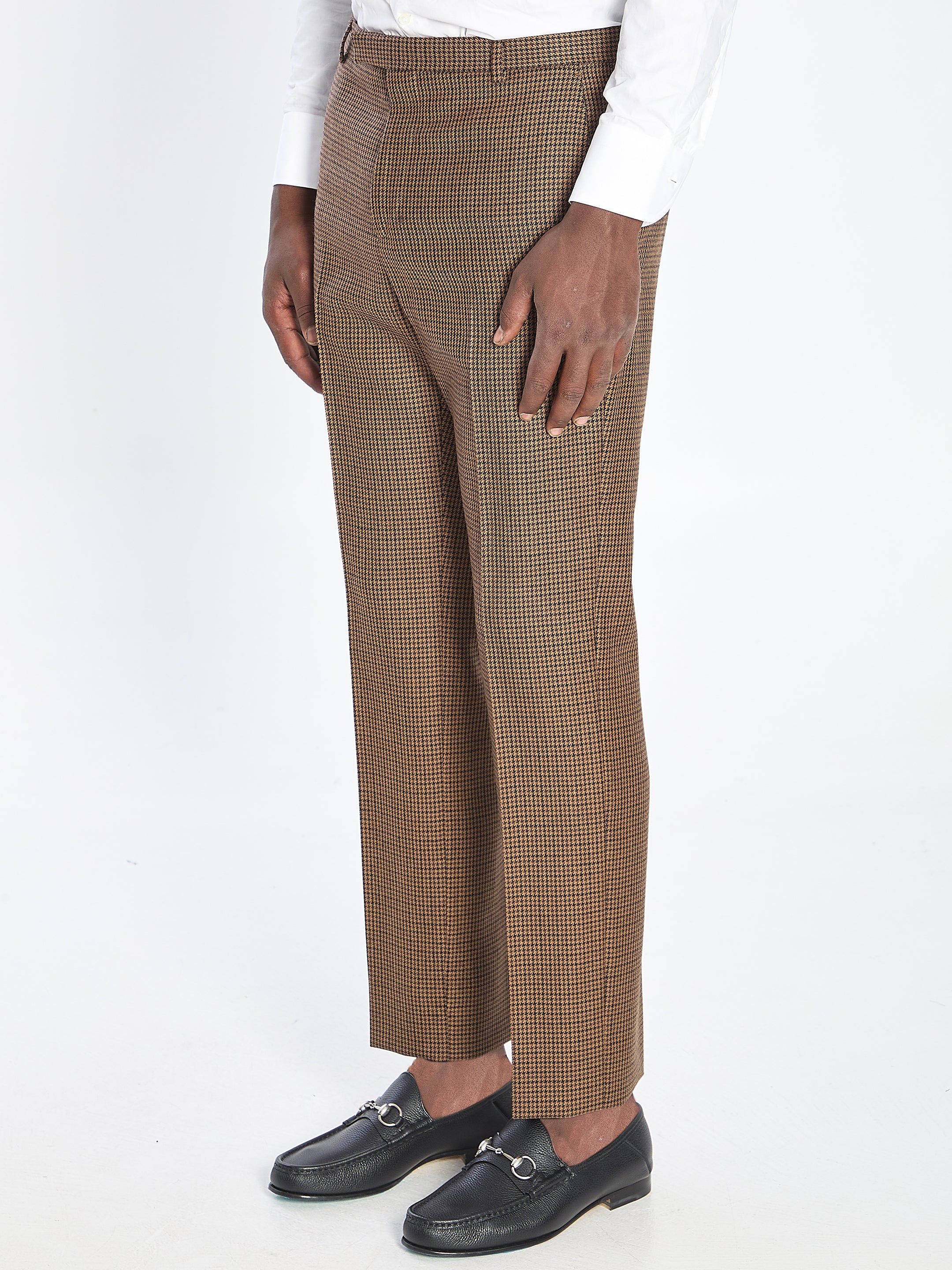 GUCCI Wool Houndstooth Trousers for Men