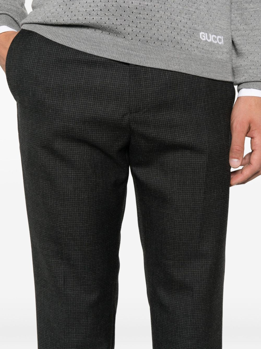 GUCCI Men's Checkered Wool Trousers