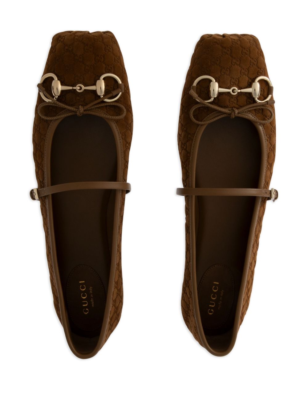 GUCCI Signature Suede Leather Ballet Flats