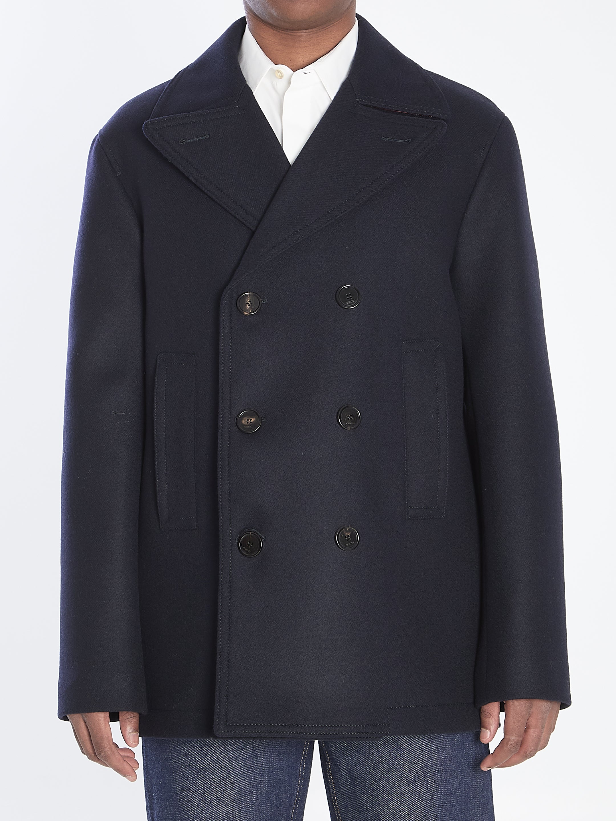 GUCCI Wool Peacoat Jacket for Men