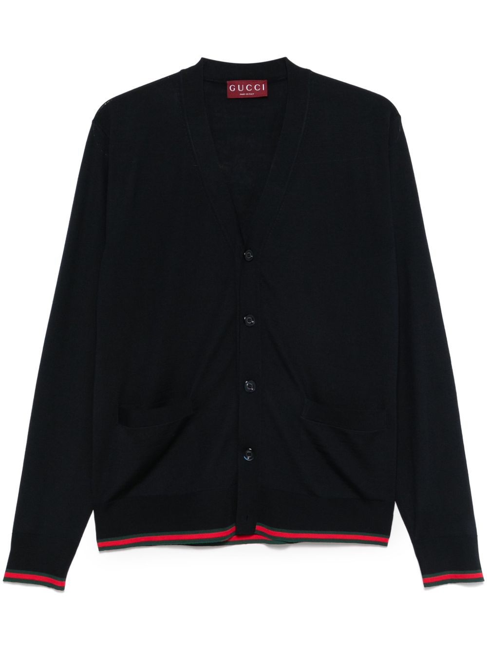 GUCCI Knit Wool Cardigan with Web Pattern - Size M