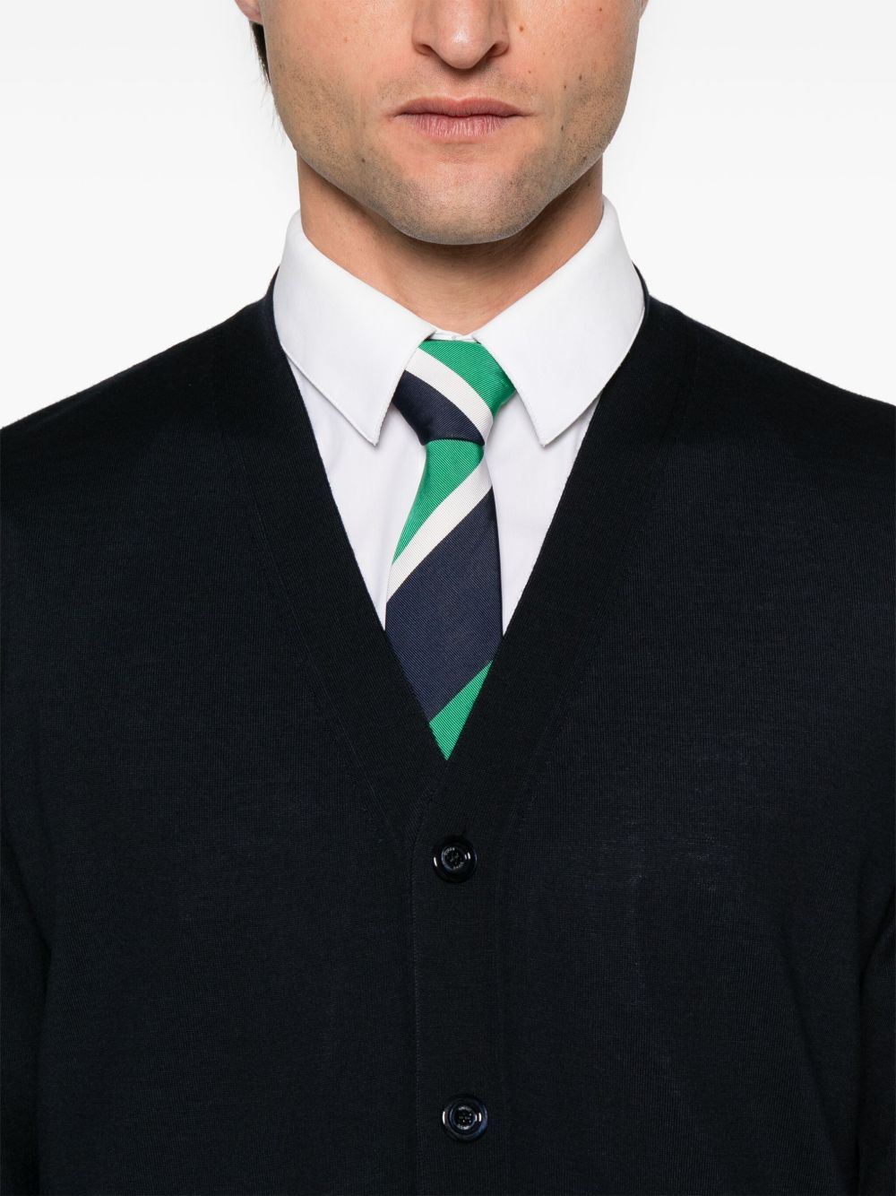 GUCCI Knit Wool Cardigan with Web Pattern - Size M