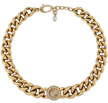 GUCCI Curb Chain Necklace with Interlocking Pendant