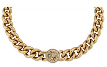 GUCCI Curb Chain Necklace with Interlocking Pendant