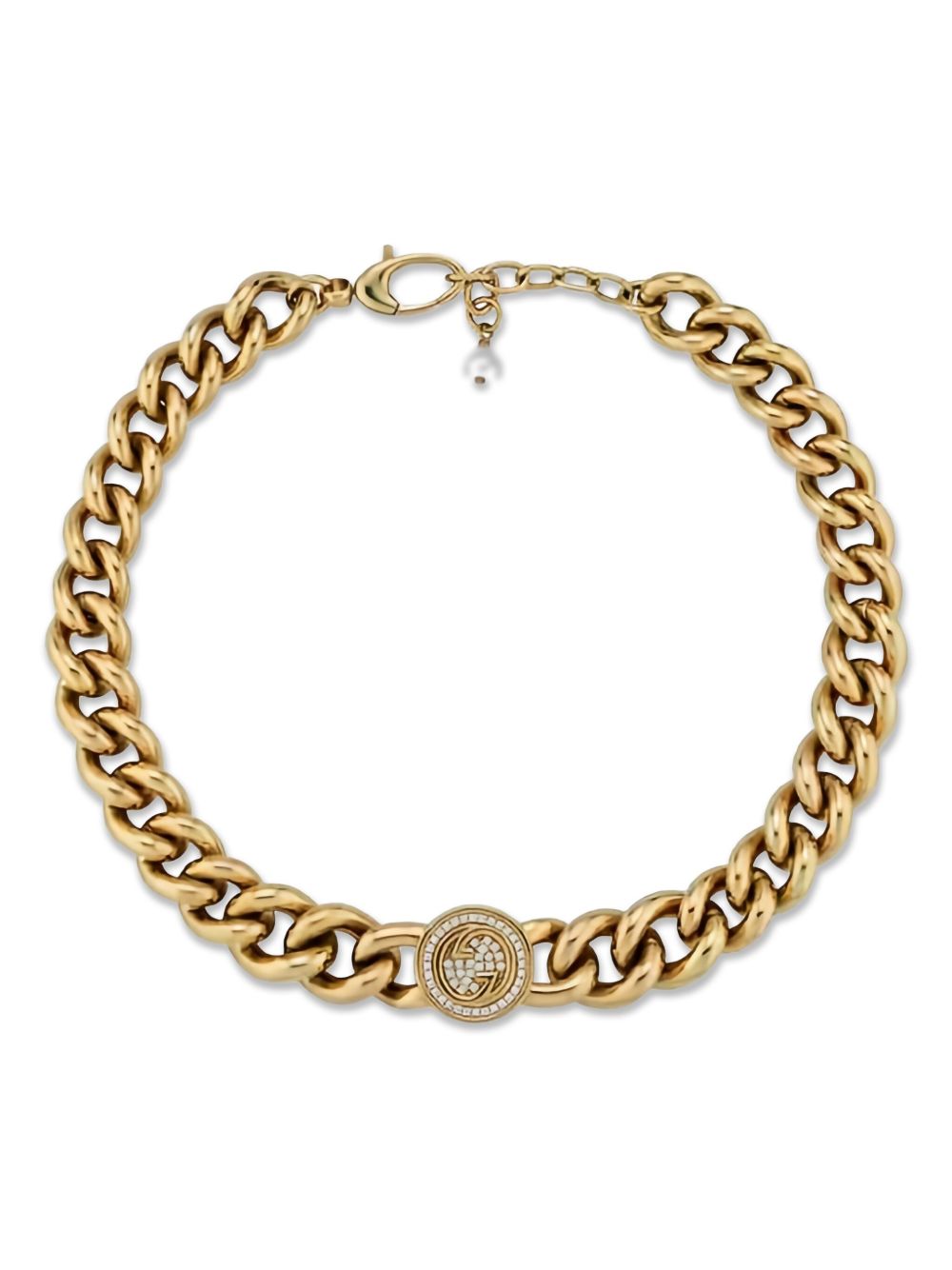 GUCCI Curb Chain Necklace with Interlocking Pendant