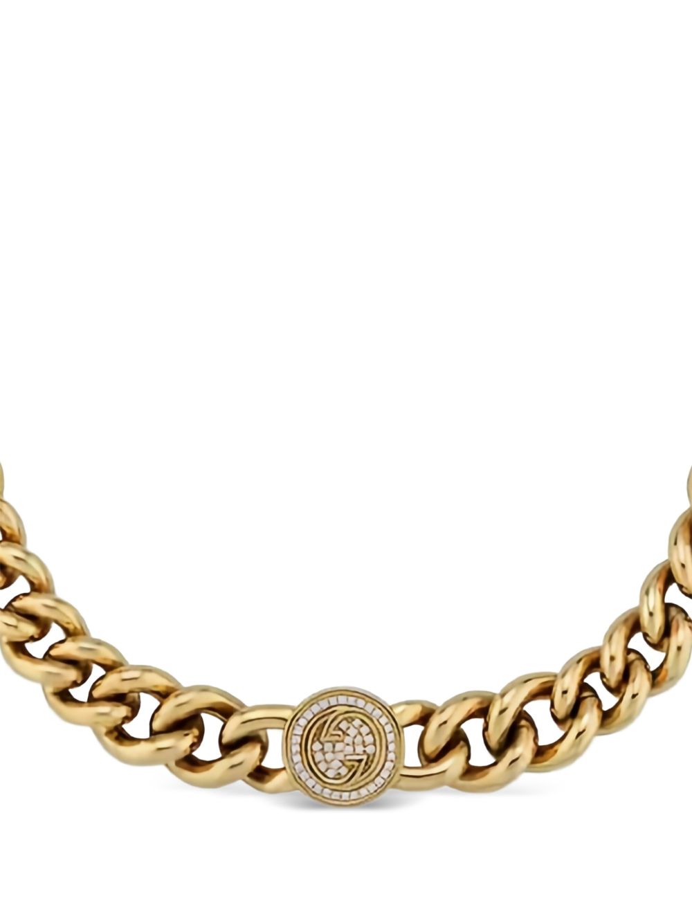 GUCCI Curb Chain Necklace with Interlocking Pendant