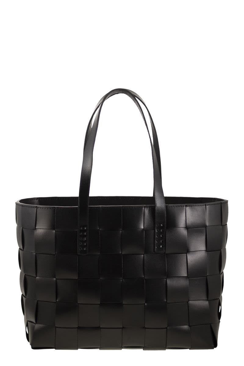 DRAGON Woven Leather Tote Handbag - 36x24.5x16.5 cm