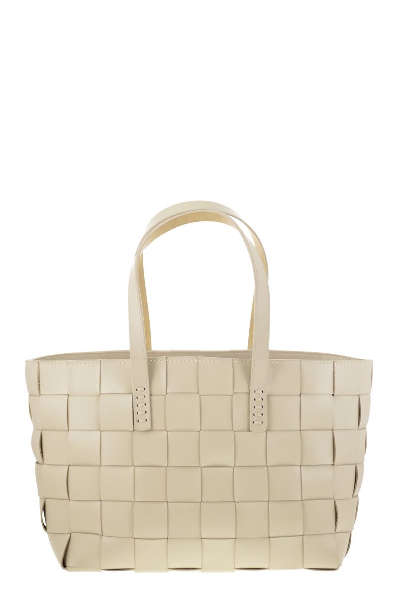 DRAGON Woven Leather Tote Handbag - 36 x 24.5 x 16.5 cm
