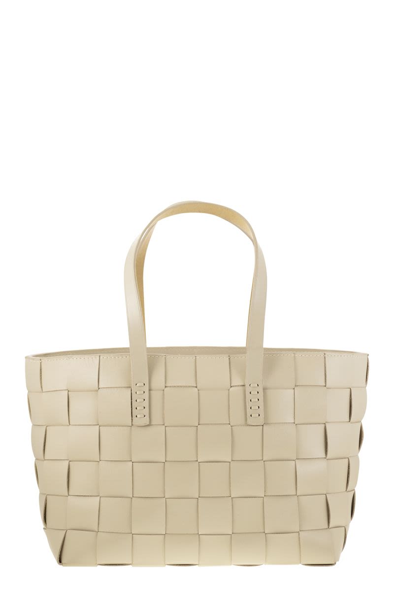 DRAGON Woven Leather Tote Handbag - 36 x 24.5 x 16.5 cm