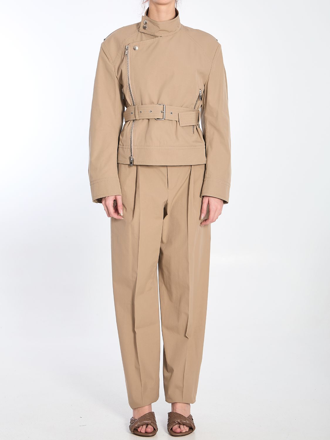 BOTTEGA VENETA Zippered Cotton Jacket with Coordinated Waist Belt