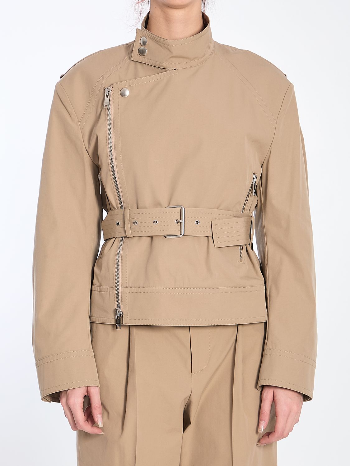 BOTTEGA VENETA Zippered Cotton Jacket with Coordinated Waist Belt