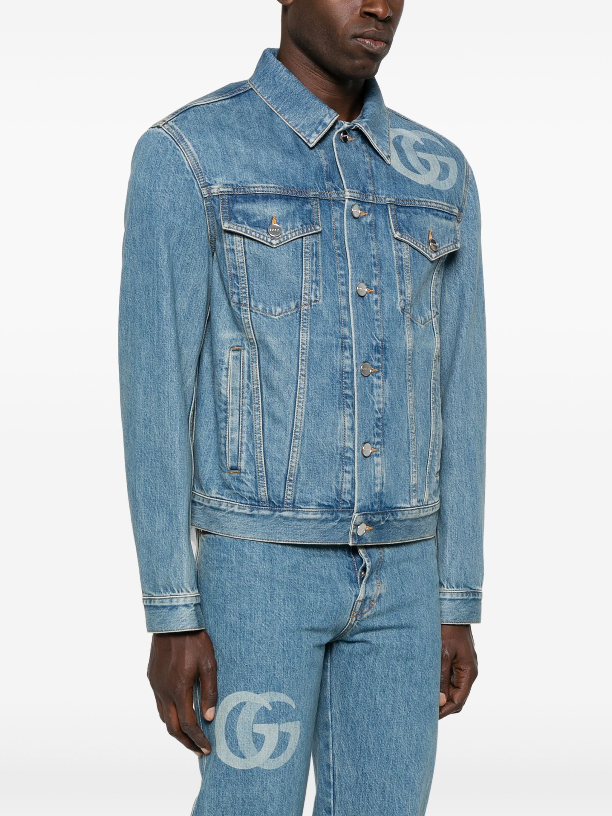 GUCCI Lasered Double G Denim Jacket - Size 46