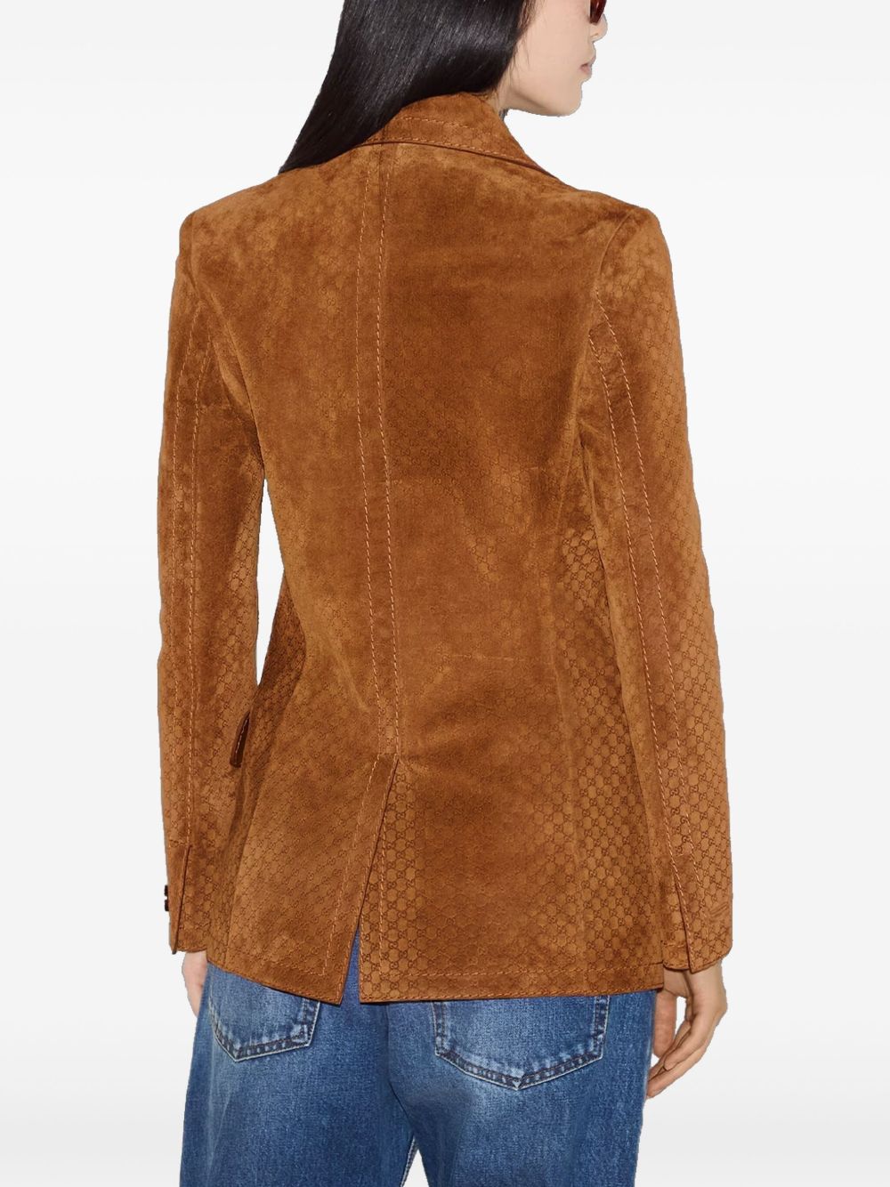 GUCCI Double-Breasted Suede Leather Jacket for Women