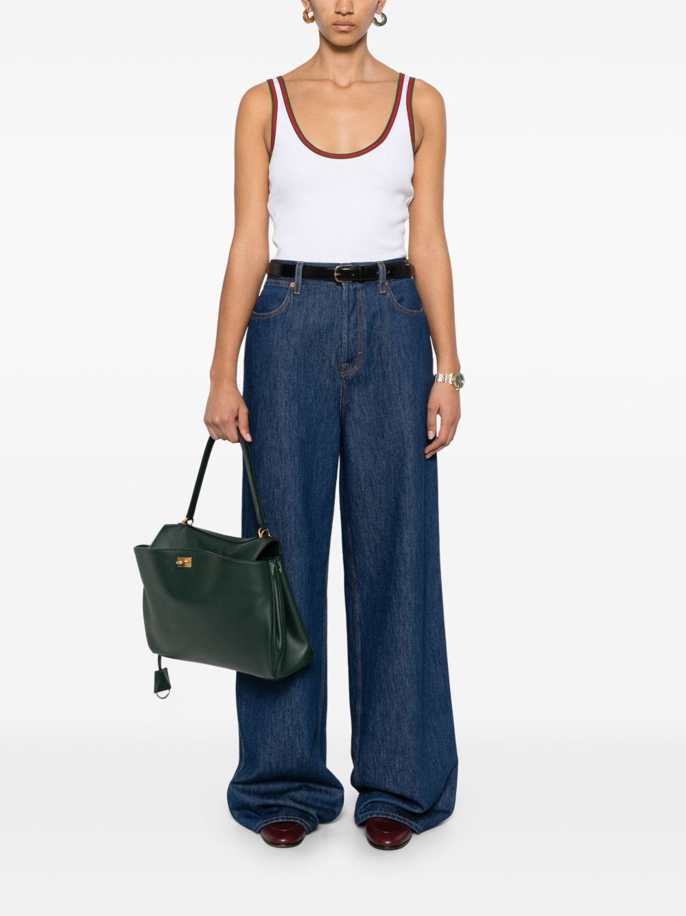 GUCCI Ribbed Cotton Slim Fit Tank Top - Size S