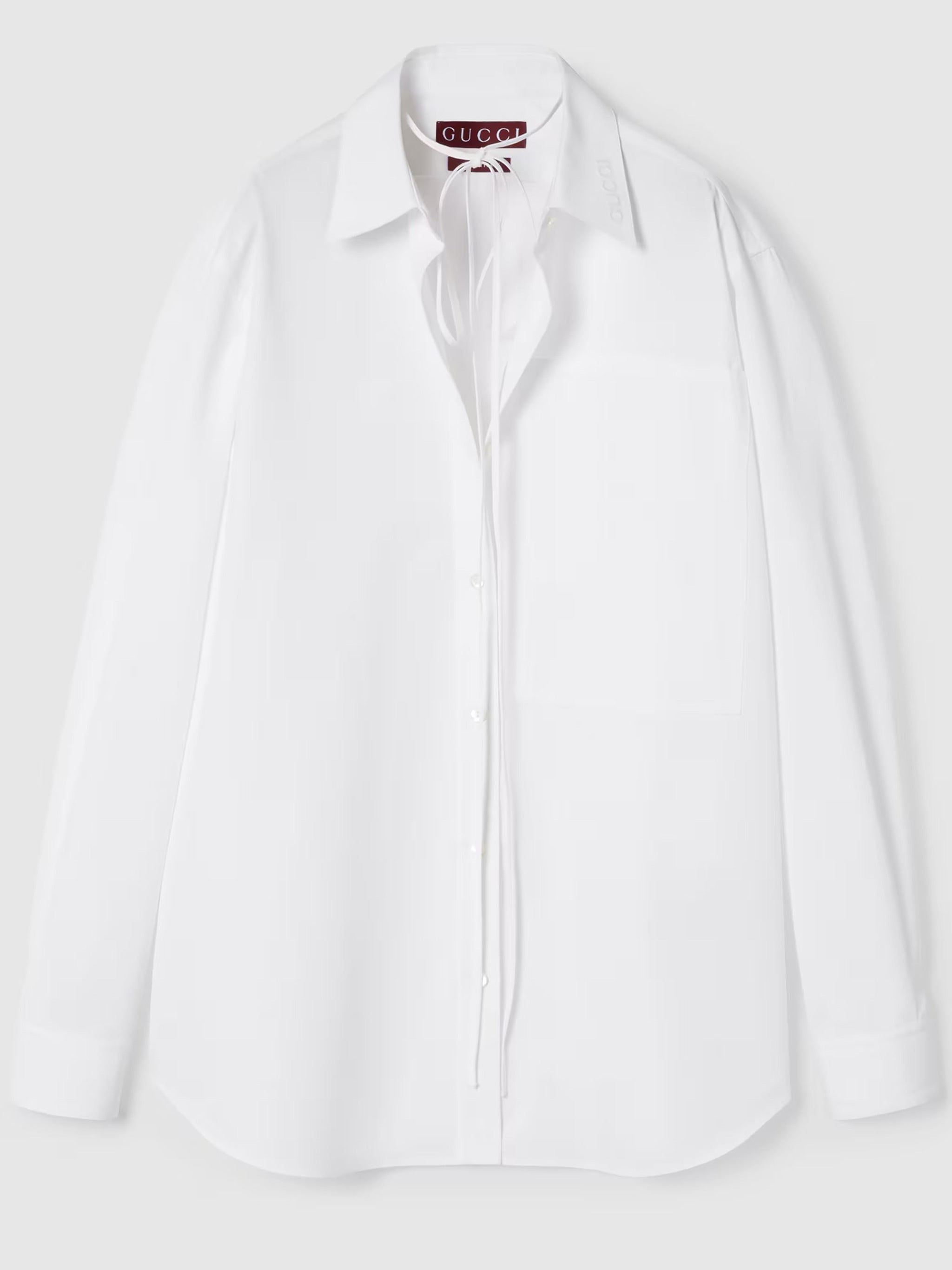 GUCCI Logo Shirt with Self-Tie Neck Bow - Size 38