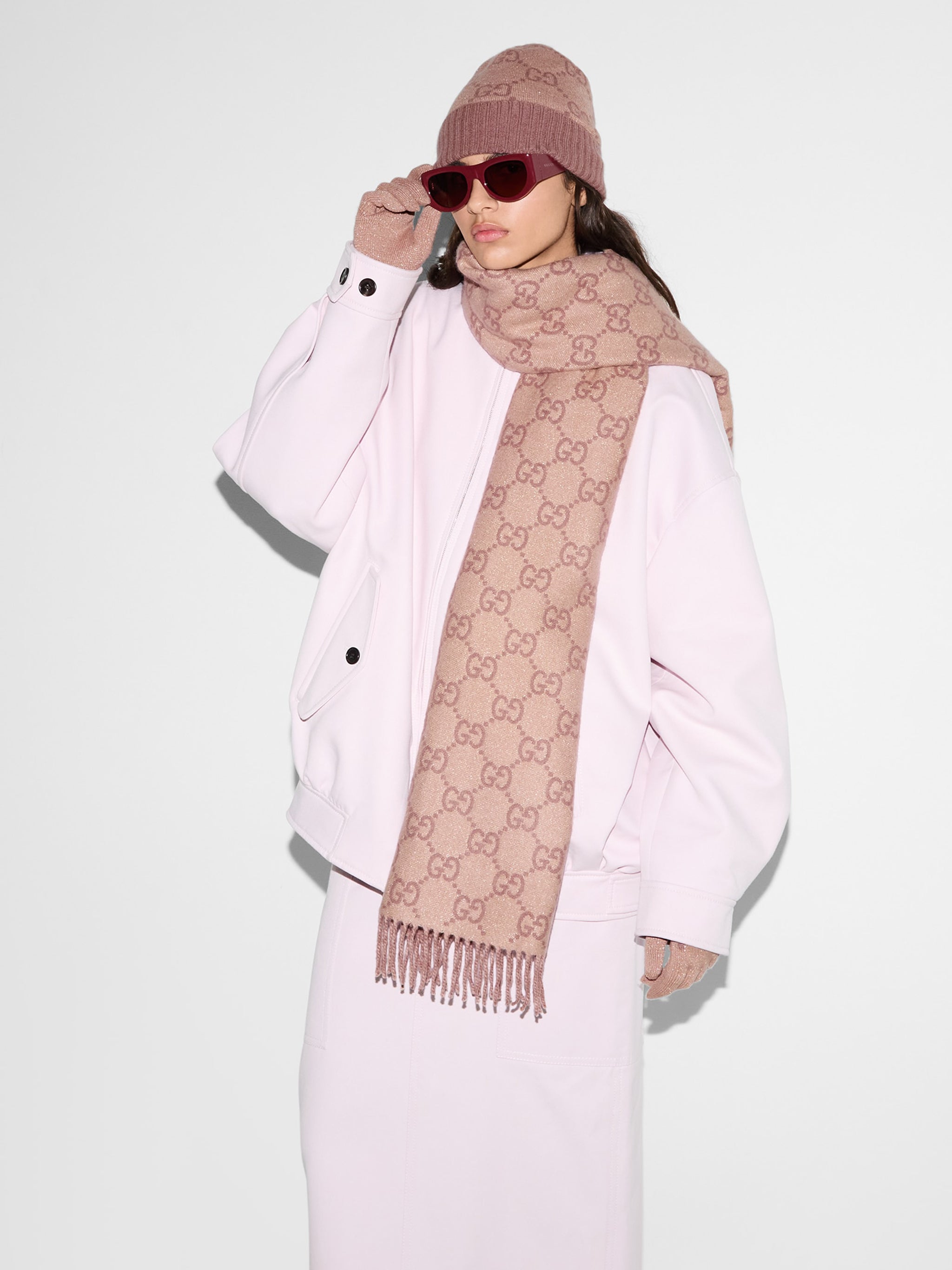 GUCCI GG Cashmere Scarf with Fringes - L 190 CM x H 45 CM