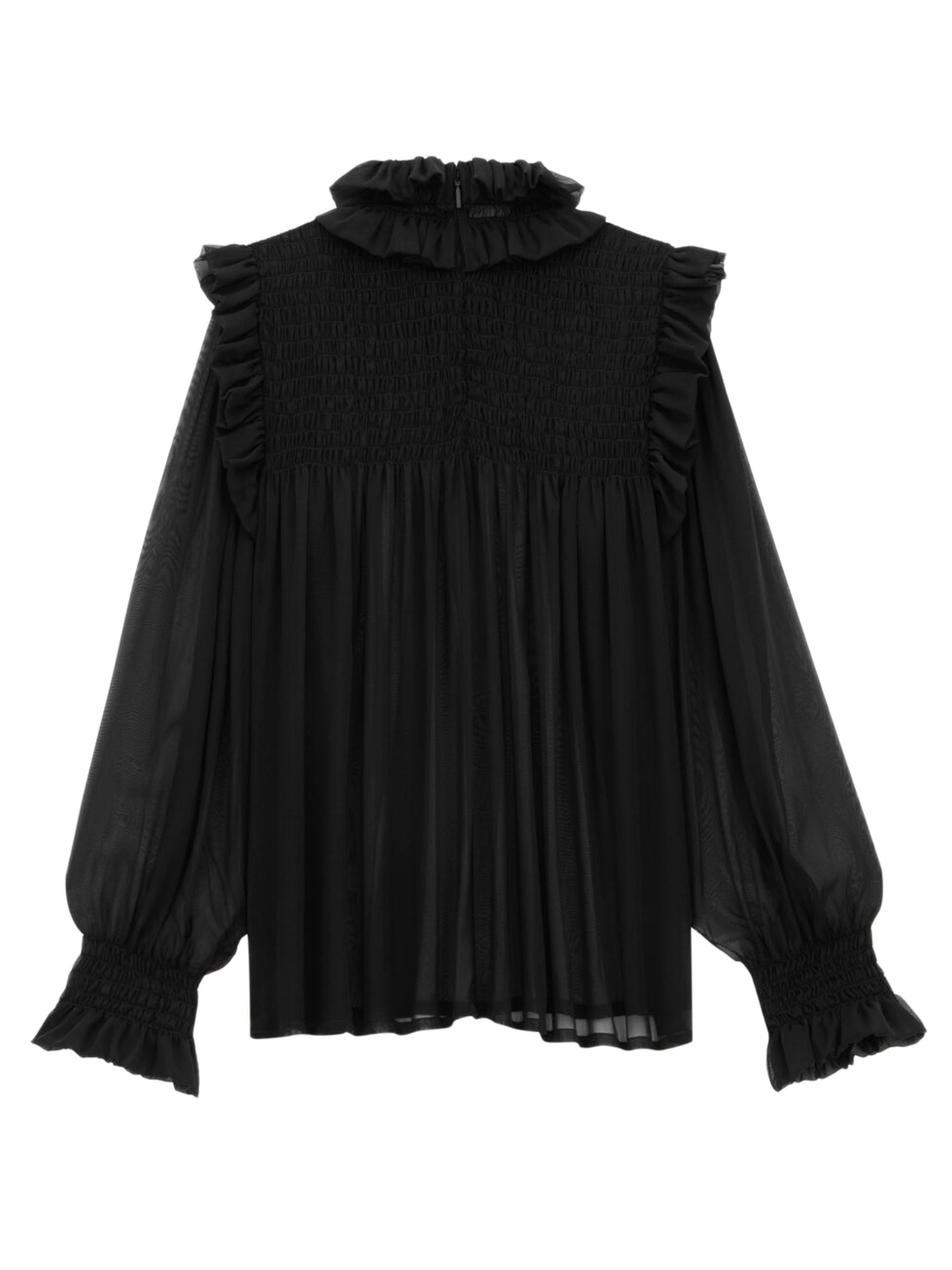 SAINT LAURENT Ruffled Blouse with High Collar - Size 40