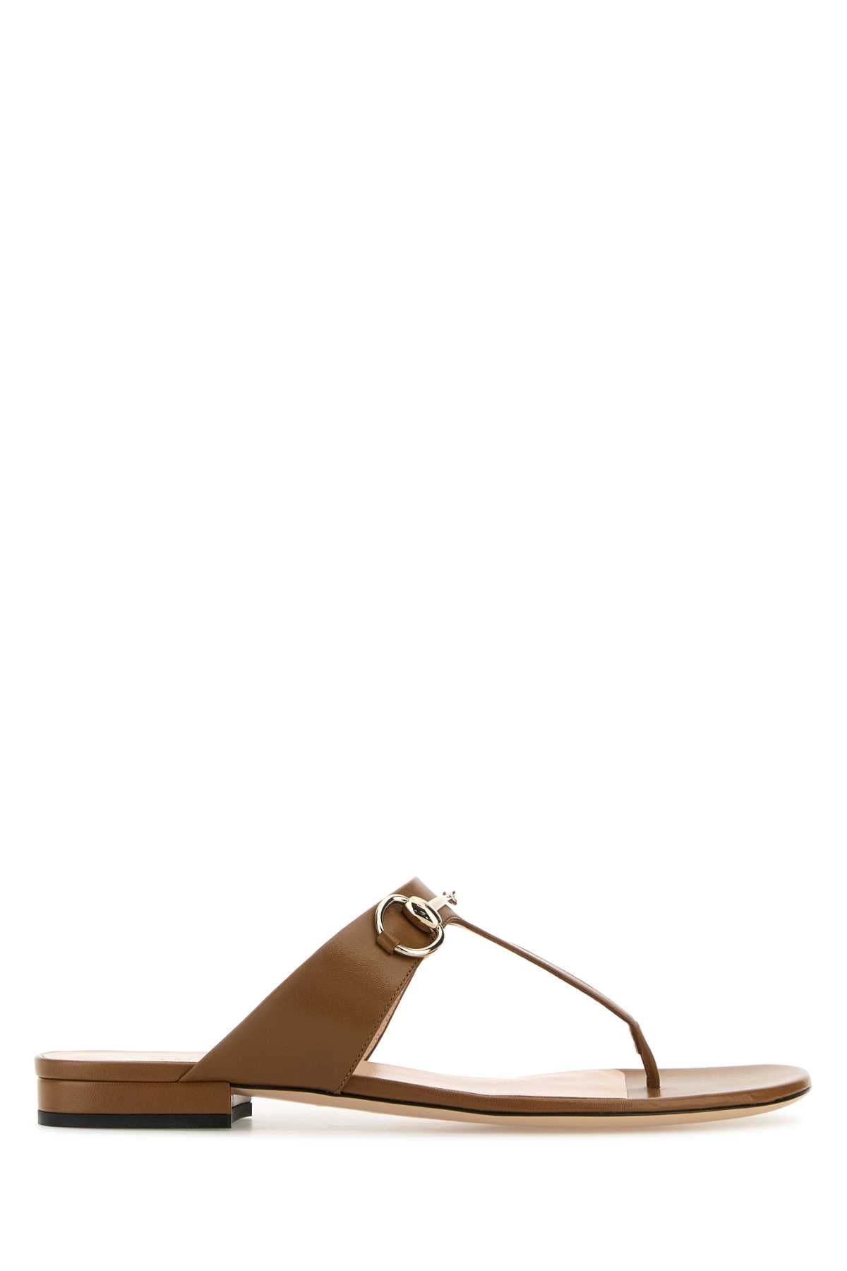 GUCCI Elegant Leather Thong Slippers for Women