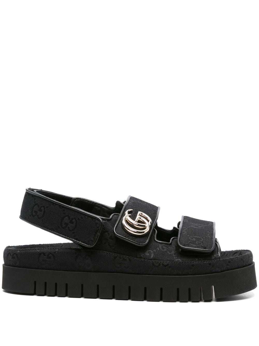 GUCCI Fabric Sandals with Double G Straps