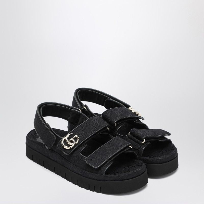 GUCCI Fabric Sandals with Double G Straps