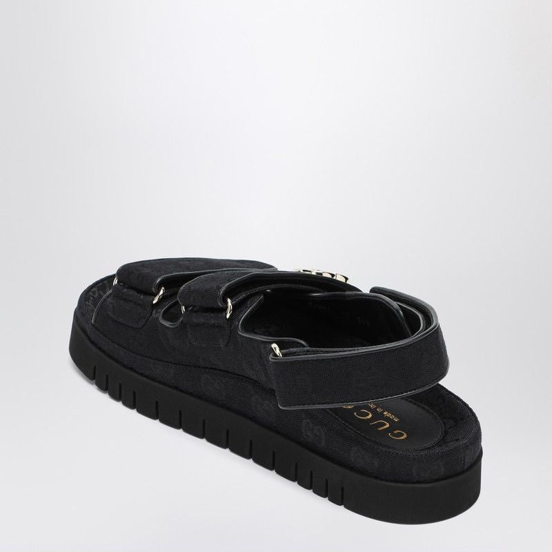 GUCCI Fabric Sandals with Double G Straps