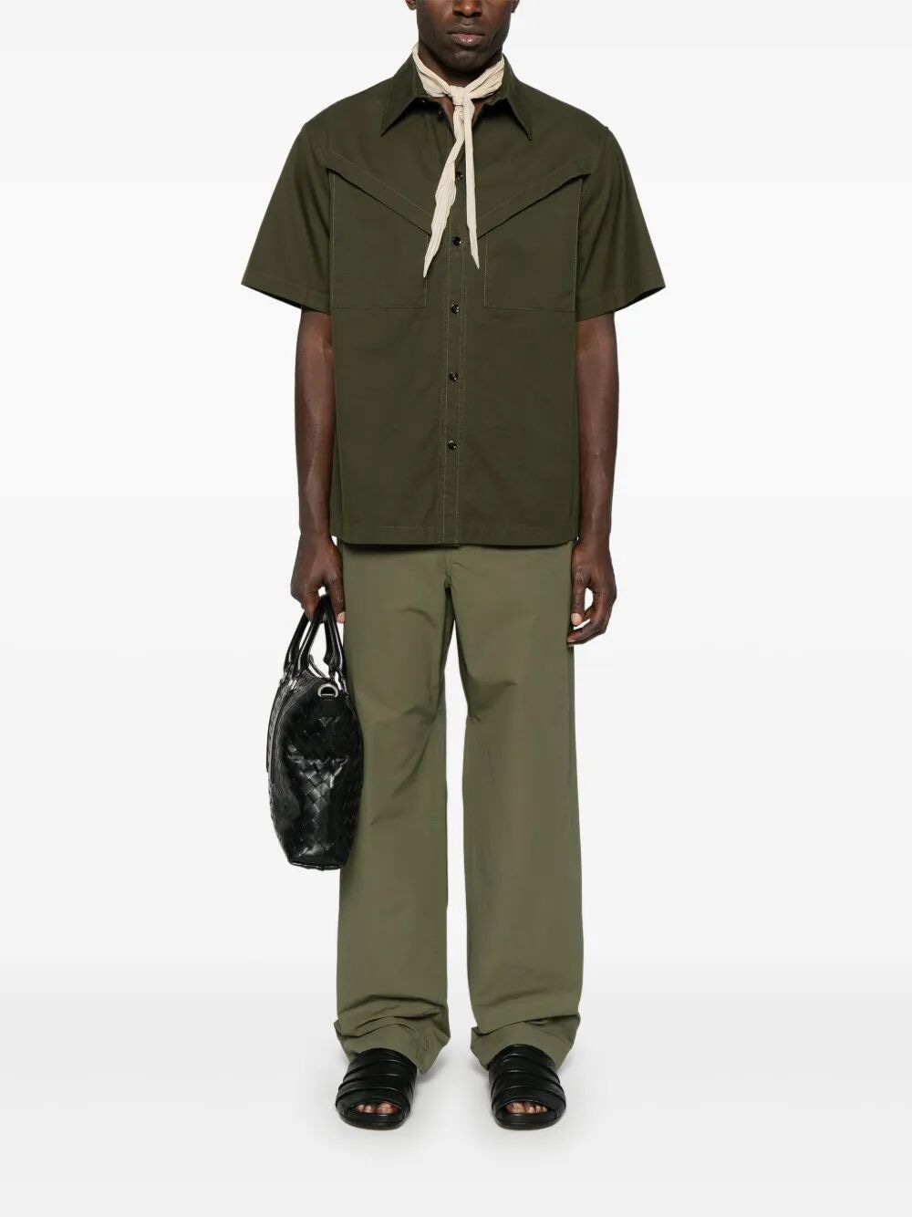 BOTTEGA VENETA Light Cotton Twill Short Sleeved Shirt