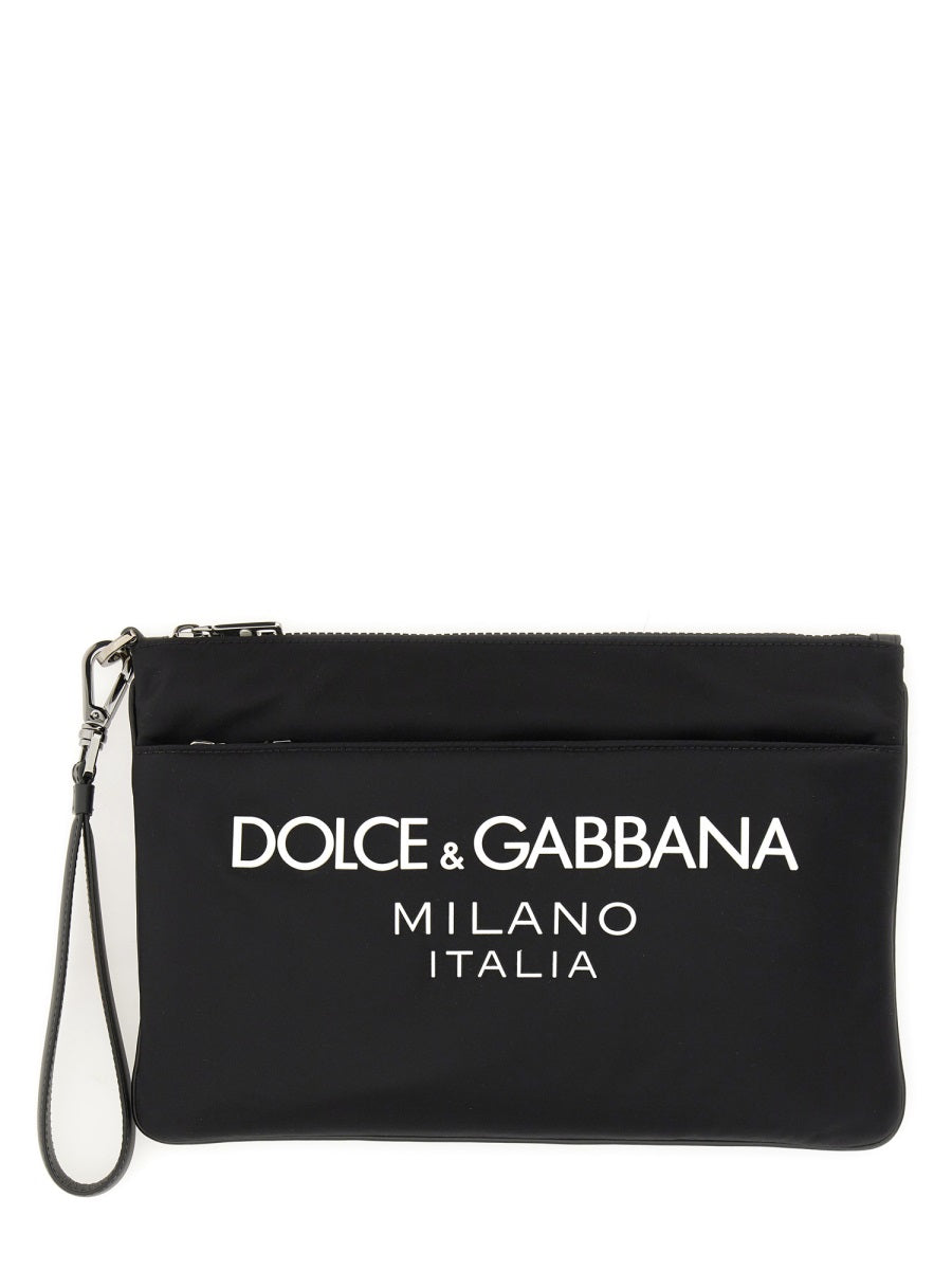DOLCE & GABBANA Pouch Handbag with Rubberized Logo