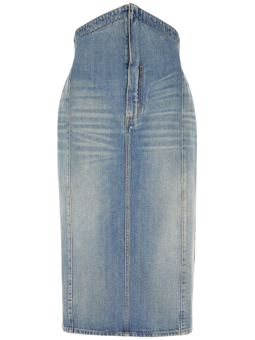 ALEXANDER MCQUEEN Denim Long Skirt with Short Front Zip