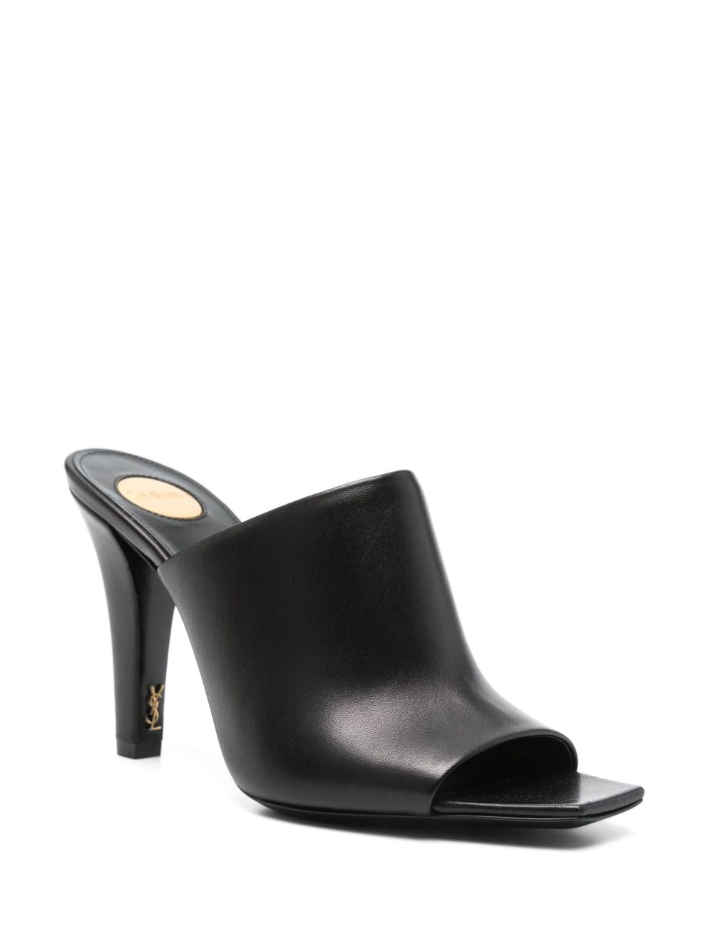 SAINT LAURENT High Heel Leather Sandals with Logo Embellishment