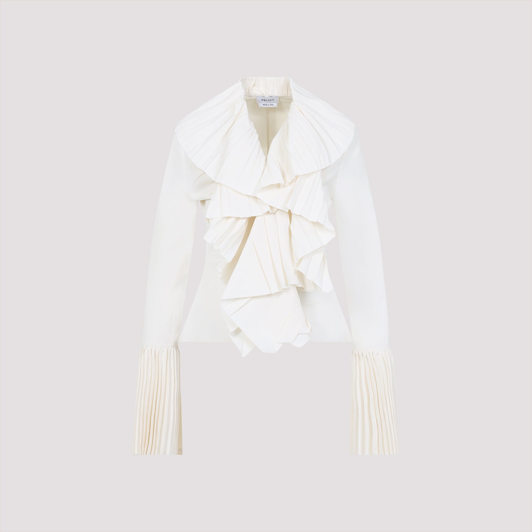 ALEXANDER MCQUEEN Pleated Blouse with Long Sleeves and V-Neck for Women
