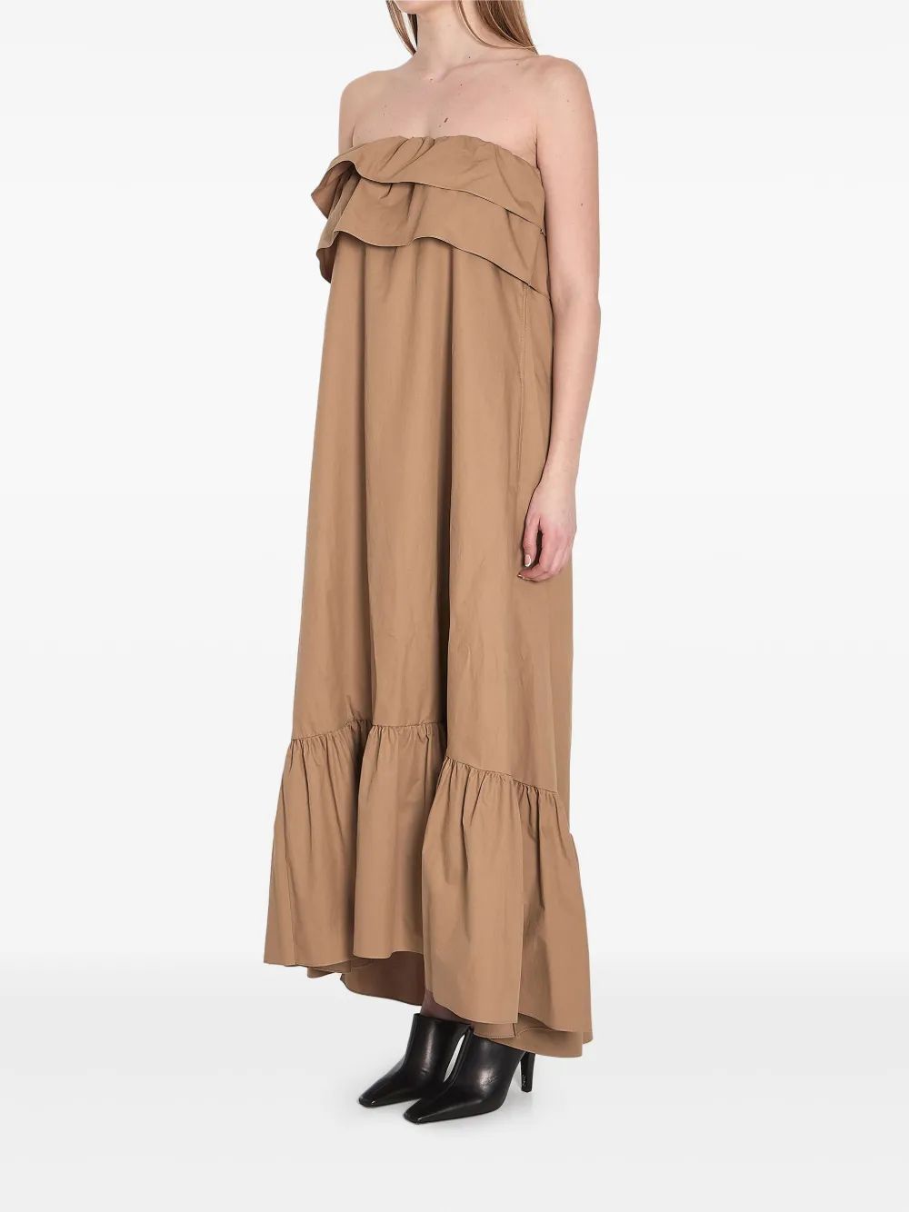 SAINT LAURENT Cotton Twill Ruffle Dress - Size 38
