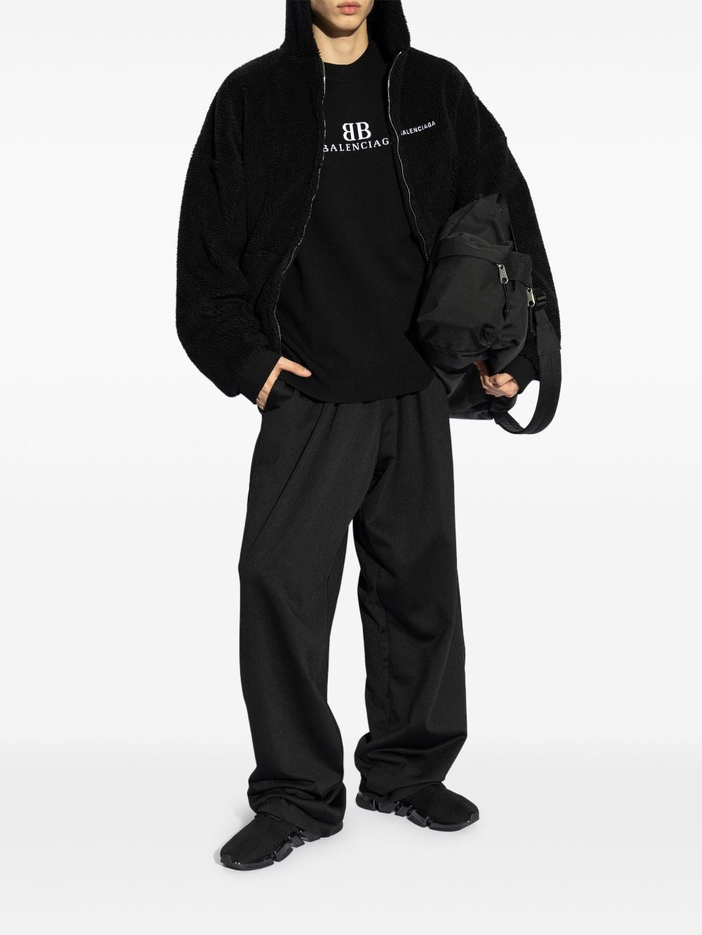 BALENCIAGA Oversize Wool Blend Crewneck Sweater